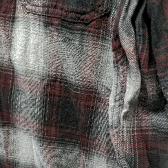🍑Men Flannel Shirt Fall Winter Button-Down Flap Pocket Casual Plaid LARGE - Picture 6 of 13